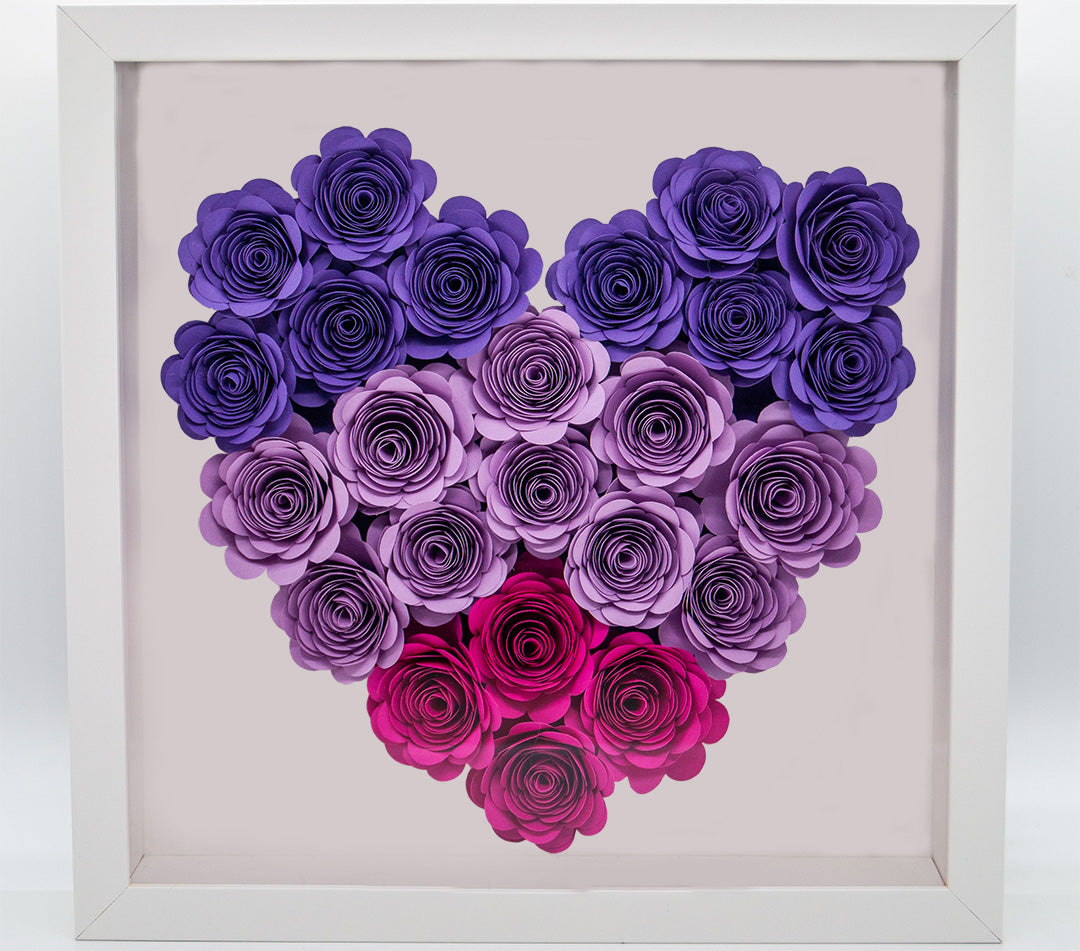 3D Rosenbild mit Rahmen - Violett Ombré